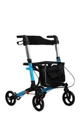 Walker Rollator alüminyum hafif seyahat kurtarıcı, yürüteç tam donanımlı, 3 kat katlanabilir, bagaj için, katlanabilir, seyahat ve uçuş için, yüksekliği ayarlanabilir, kayış, baston tutucu, yürüme